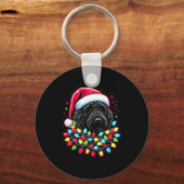 Black Labradoodle Christmas Tree Xmas Lights Doodl Sleutelhanger (Voorkant)