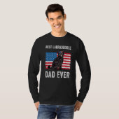 Black Labradoodle Dad American Flag Dog Owner Fun T-shirt (Voorkant volledig)