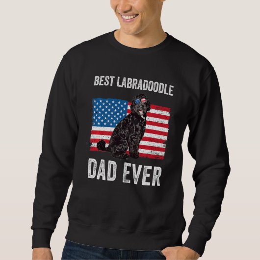 Black Labradoodle Dad American Flag Dog Owner Fun Trui (Voorkant)