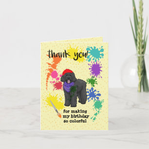 Black Labradoodle Dog Art Birthday Party   Bedankkaart