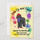 Black Labradoodle Dog Art Birthday Party Invite Kaart (Voorkant)