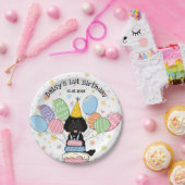 Black Labradoodle Dog Verjaardagsfeestje Papieren  Papieren Bordje (Feest)