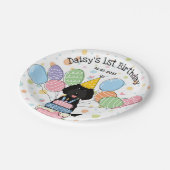 Black Labradoodle Dog Verjaardagsfeestje Papieren  Papieren Bordje (Gekanteld)