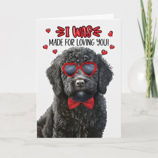 Black Labradoodle Gemaakt voor Liefdevolle Valenti Feestdagen Kaart (Voorkant)