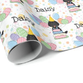 Black Labradoodle Hond Verjaardag Cadeaupapier (Rol Hoek)