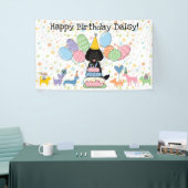 Black Labradoodle Hond Verjaardagsfeestje Spandoek (Beurs)