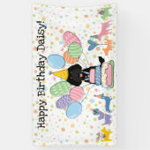 Black Labradoodle Hond Verjaardagsfeestje Spandoek (Verticaal)