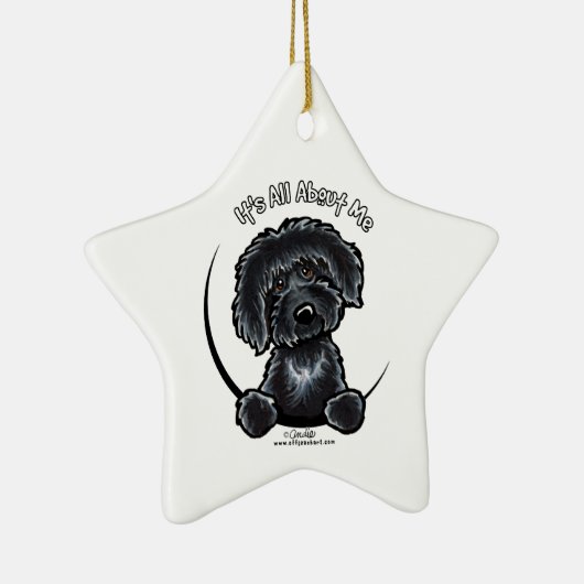 Black Labradoodle IAAM Keramisch Ornament (Rechts)