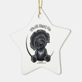 Black Labradoodle IAAM Keramisch Ornament (Links)