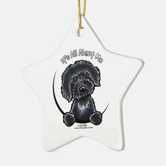 Black Labradoodle IAAM Keramisch Ornament (Links)