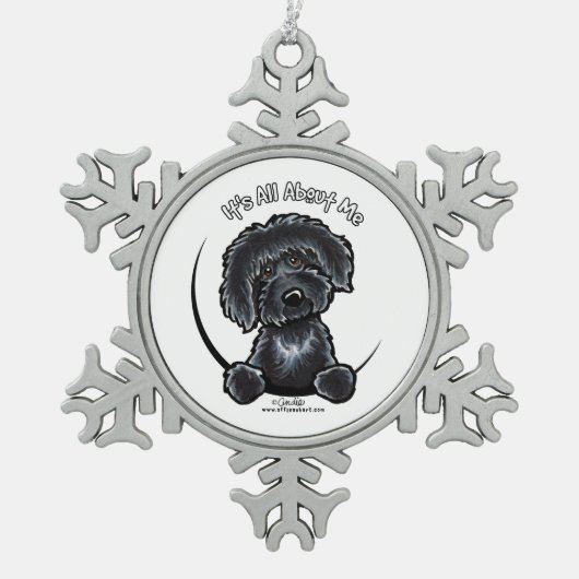 Black Labradoodle IAAM Tin Sneeuwvlok Ornament (Voorkant)
