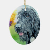 Black Labradoodle Keramisch Ornament (Rechts)