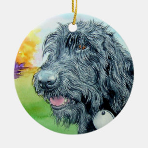 Black Labradoodle Keramisch Ornament