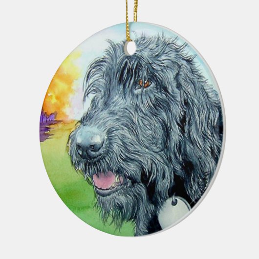 Black Labradoodle Keramisch Ornament (Links)