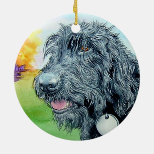 Black Labradoodle Keramisch Ornament (Achterkant)