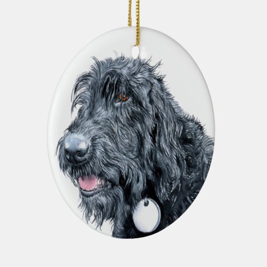Black Labradoodle Keramisch Ornament (Rechts)