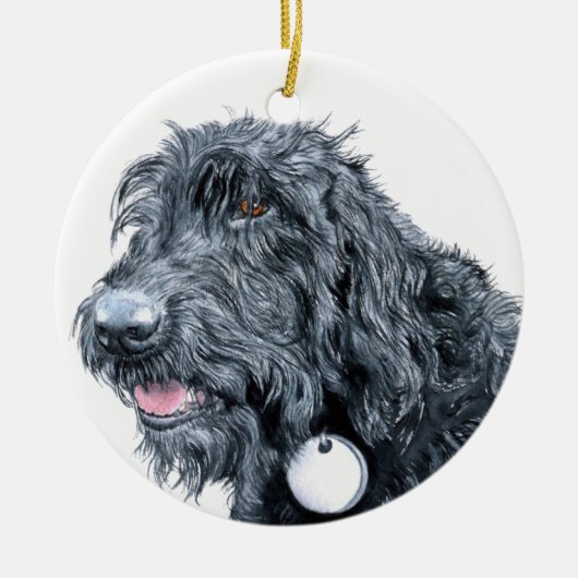 Black Labradoodle Keramisch Ornament (Voorkant)