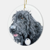Black Labradoodle Keramisch Ornament (Links)
