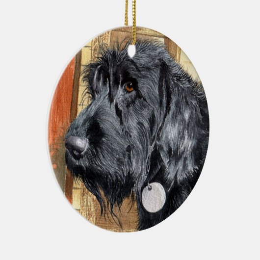 Black Labradoodle Keramisch Ornament (Rechts)