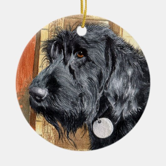 Black Labradoodle Keramisch Ornament (Voorkant)