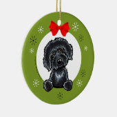 Black Labradoodle-kerstklassiek Keramisch Ornament (Rechts)