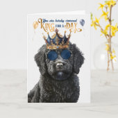 Black Labradoodle Koning voor een Dag Grappige Ver Kaart (Gele Bloem)