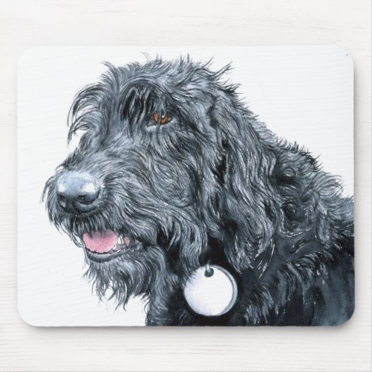 Black Labradoodle Mousepad Muismat (Voorkant)