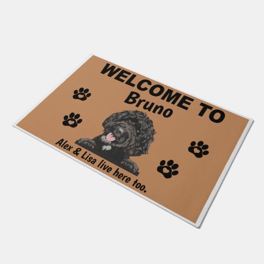 Black Labradoodle Personalized Door Mat Doormat (Schuin)
