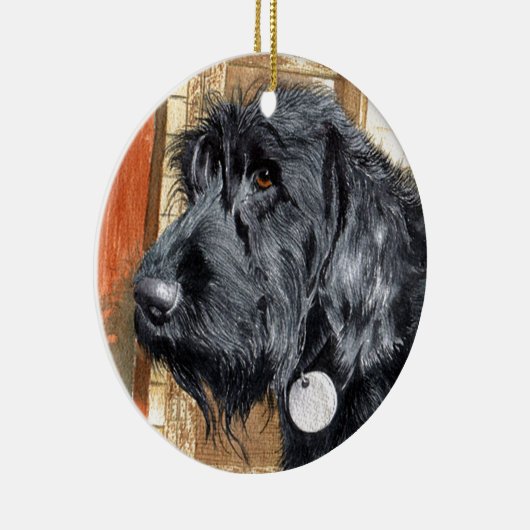 Black Labradoodle Ralph Keramisch Ornament (Rechts)