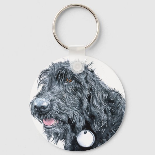 Black Labradoodle Sleutelhanger (Voorkant)