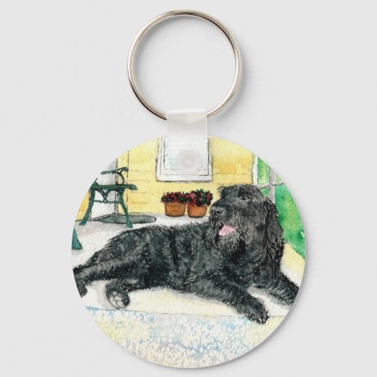 Black Labradoodle Sleutelhanger (Voorkant)
