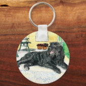 Black Labradoodle Sleutelhanger (Voorkant)