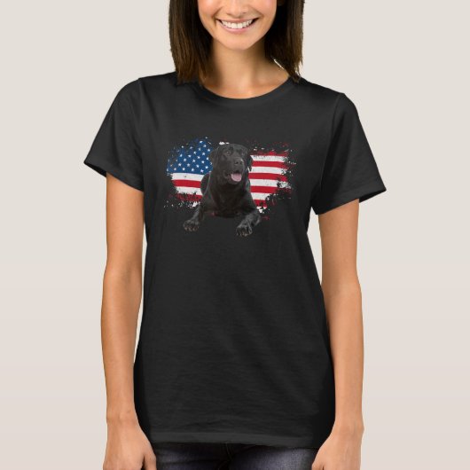 Black Labrador American Flag Lab Owner Bird Duck H T-shirt (Voorkant)
