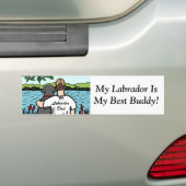 Black Labrador and Dad Lake Uitzicht 2 Bumpersticker (Op auto)