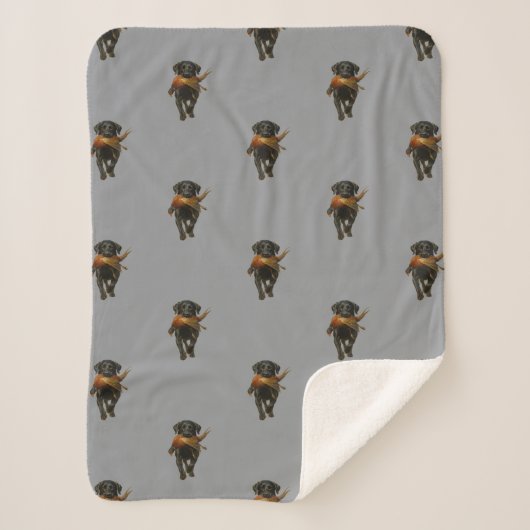 Black Labrador and Pheasant Sherpa Blanket Sherpa Deken (Voorkant)