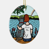 Black Labrador Angel en mam 2 Keramisch Ornament (Rechts)