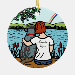 Black Labrador Angel en mam 2 Keramisch Ornament