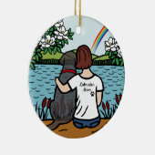 Black Labrador Angel en mam Brown Keramisch Ornament (Rechts)