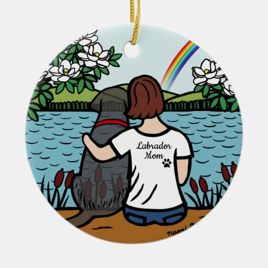 Black Labrador Angel en mam Brown Keramisch Ornament (Voorkant)