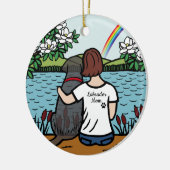 Black Labrador Angel en mam Brown Keramisch Ornament (Links)