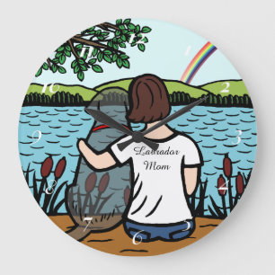 Black Labrador Angel en mama Grote Klok