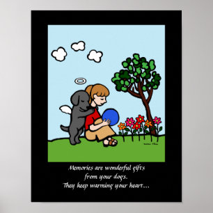 Black Labrador Angel met Love Cartoon 2 Poster