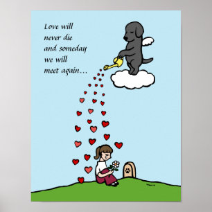 Black Labrador Angel met Love Cartoon Poster