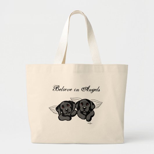 Black Labrador Angels (regenboogbrug) Grote Tote Bag (Voorkant)
