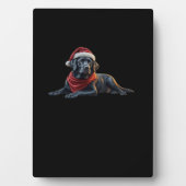 Black Labrador at Christmas in Santa Hat and Scarf Fotoplaat (voorkant)