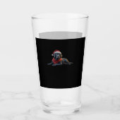 Black Labrador at Christmas in Santa Hat and Scarf Glas (Voorkant)