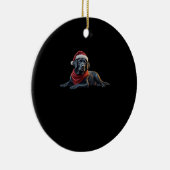 Black Labrador at Christmas in Santa Hat and Scarf Keramisch Ornament (Rechts)