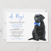 Black Labrador Baby shower Puppy Dog Blue Boy Kaart (Voorkant)