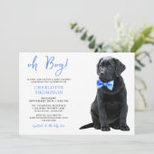 Black Labrador Baby shower Puppy Dog Blue Boy Kaart (Staand voorkant)