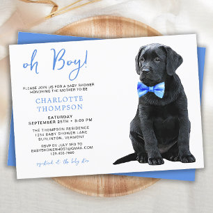Black Labrador Baby shower Puppy Dog Blue Boy Kaart